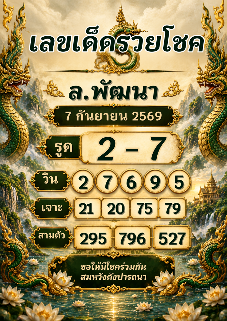 แนวทางเลขเด็ดหวยลาววันนี้ 7 กันยายน 2569